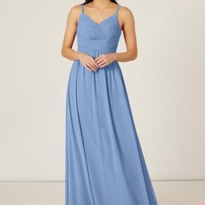 NWT Azazie Blake Dress in Steel Blue!